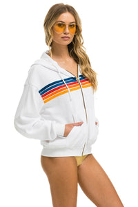 5 STRIPE RELAXED ZIP HOODIE - WHITE 2 Hoodie Aviator Nation