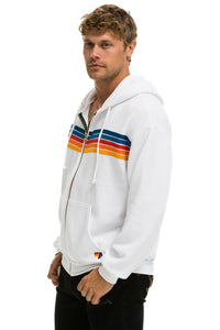 5 STRIPE RELAXED ZIP HOODIE - WHITE 2 Hoodie Aviator Nation