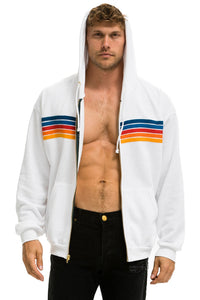 5 STRIPE RELAXED ZIP HOODIE - WHITE 2 Hoodie Aviator Nation