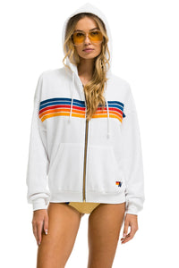 5 STRIPE RELAXED ZIP HOODIE - WHITE 2 Hoodie Aviator Nation