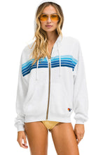 Cargar imagen en el visor de la galería, 5 STRIPE RELAXED ZIP HOODIE - WHITE // BLUE Hoodie Aviator Nation