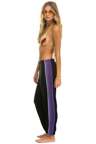 5 STRIPE SWEATPANTS - BLACK // PURPLE Women's Sweatpants Aviator Nation