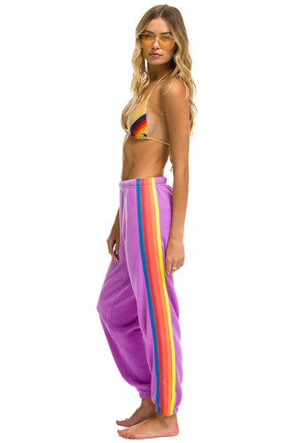 5 STRIPE SWEATPANTS - NEON PURPLE // NEON RAINBOW Aviator Nation