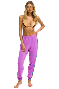 5 STRIPE SWEATPANTS - NEON PURPLE // NEON RAINBOW Aviator Nation