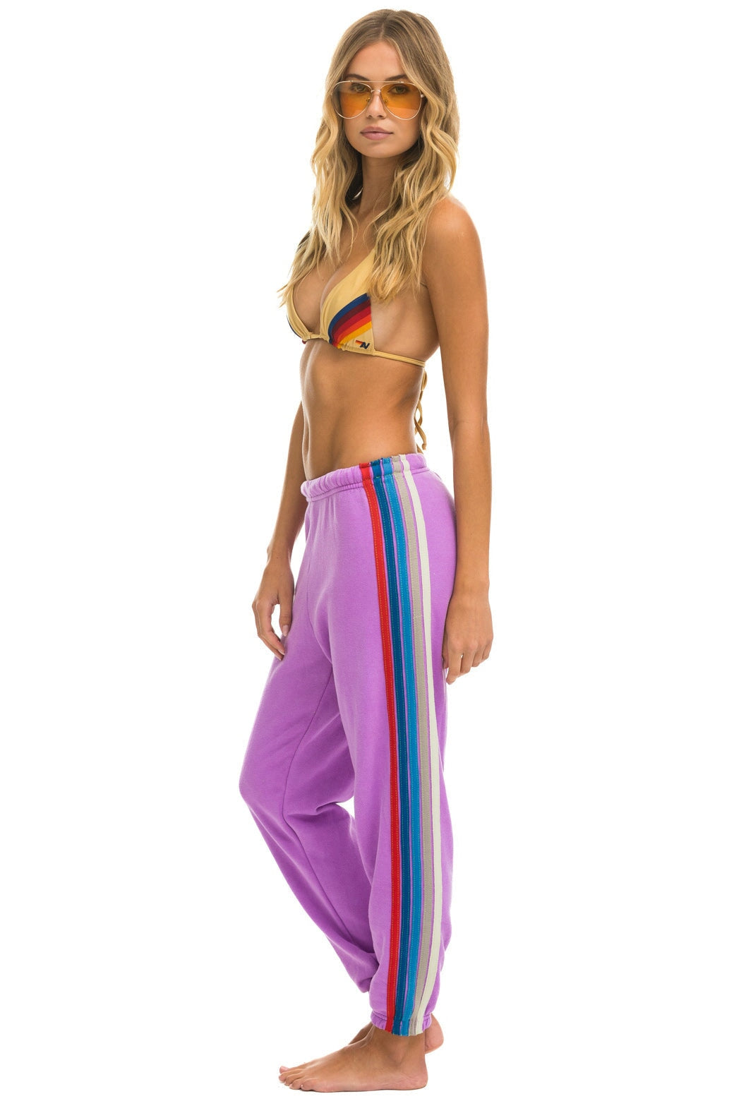 5 STRIPE SWEATPANTS - NEON PURPLE // USA Women's Sweatpants Aviator Nation