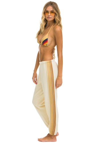 5 STRIPE SWEATPANTS - VINTAGE WHITE // SAND Women's Sweatpants Aviator Nation