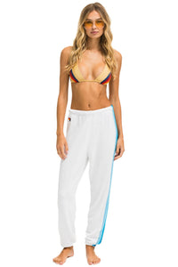 5 STRIPE SWEATPANTS - WHITE // BLUE Women's Sweatpants Aviator Nation