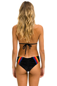 5 STRIPE VELVET SCRUNCH BIKINI BOTTOM - BLACK Swim Aviator Nation