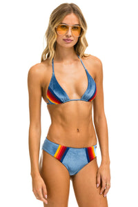 5 STRIPE VELVET SCRUNCH BIKINI BOTTOM - ISLANDA Swim Aviator Nation