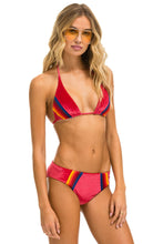 Cargar imagen en el visor de la galería, 5 STRIPE VELVET SCRUNCH BIKINI BOTTOM - RED Swim Aviator Nation