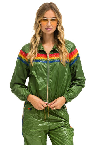 5 STRIPE - WINDBREAKER GARDEN GREEN GLOSSY Women's Outerwear Aviator Nation