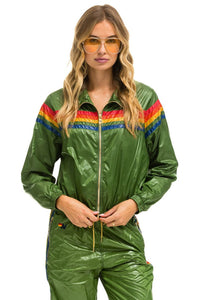 5 STRIPE - WINDBREAKER GARDEN GREEN GLOSSY Women's Outerwear Aviator Nation