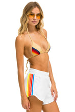 Last inn bildet i Galleri-visningsprogrammet, 5 STRIPE WOMENS LOUNGER SHORT - WHITE // NEON RAINBOW Women&#39;s Lounger Shorts Aviator Nation