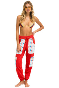 AVIATOR BOLT CARGO COLOR BLOCK SWEATPANTS - RED // USA SALE Aviator Nation