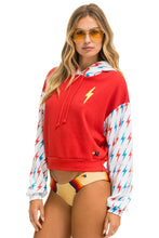 Last inn bildet i Galleri-visningsprogrammet, AVIATOR BOLT COLOR BLOCK W/ BOLT EMBROIDERY RELAXED CROPPED PULLOVER HOODIE - RED // USA SALE Aviator Nation