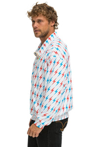 AVIATOR BOLT W/ BOLT EMBROIDERY FLEECE UNISEX HALF ZIP JACKET - WHITE // USA Sweatshirt Aviator Nation