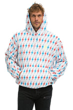 将图片加载到图库查看器，AVIATOR BOLT W/ BOLT EMBROIDERY RELAXED PULLOVER HOODIE - WHITE // USA Hoodie Aviator Nation