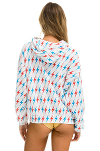 AVIATOR BOLT W/ BOLT EMBROIDERY RELAXED PULLOVER HOODIE - WHITE // USA Hoodie Aviator Nation