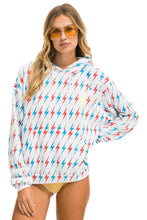 将图片加载到图库查看器，AVIATOR BOLT W/ BOLT EMBROIDERY RELAXED PULLOVER HOODIE - WHITE // USA Hoodie Aviator Nation