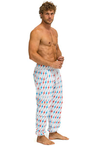 AVIATOR BOLT W/ BOLT EMBROIDERY SWEATPANTS - WHITE // USA Men's Sweatpants Aviator Nation