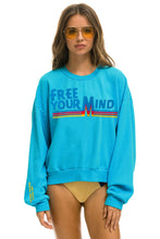 Cargar imagen en el visor de la galería, AVIATOR NATION + AIM YOUTH MENTAL HEALTH RELAXED SWEATSHIRT - NEON BLUE Sweatshirt Aviator Nation