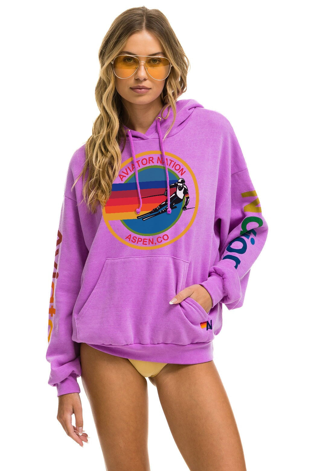 AVIATOR NATION ASPEN RELAXED PULLOVER HOODIE - NEON PURPLE Hoodie Aviator Nation