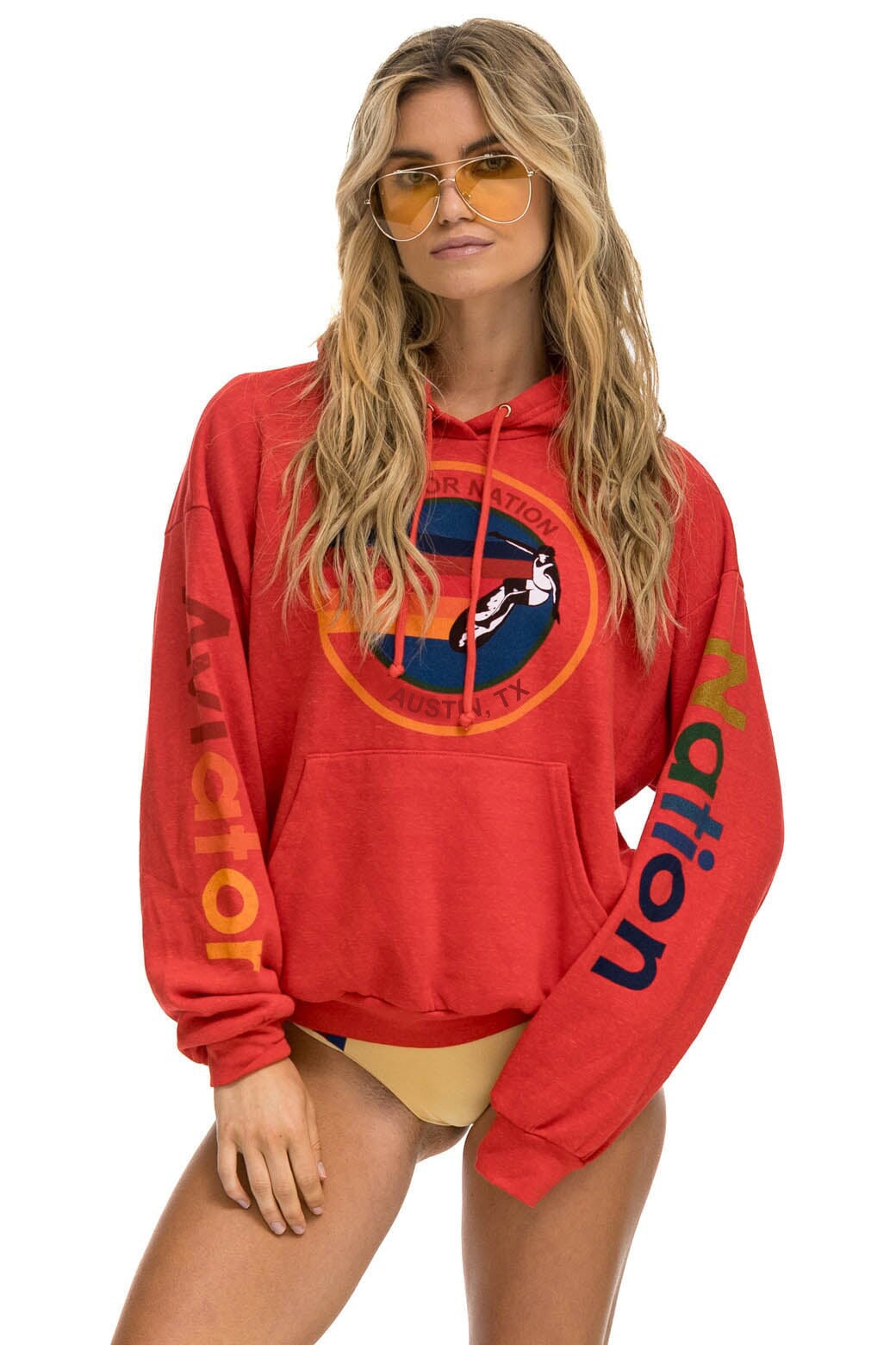 AVIATOR NATION AUSTIN RELAXED PULLOVER HOODIE - RED Hoodie Aviator Nation
