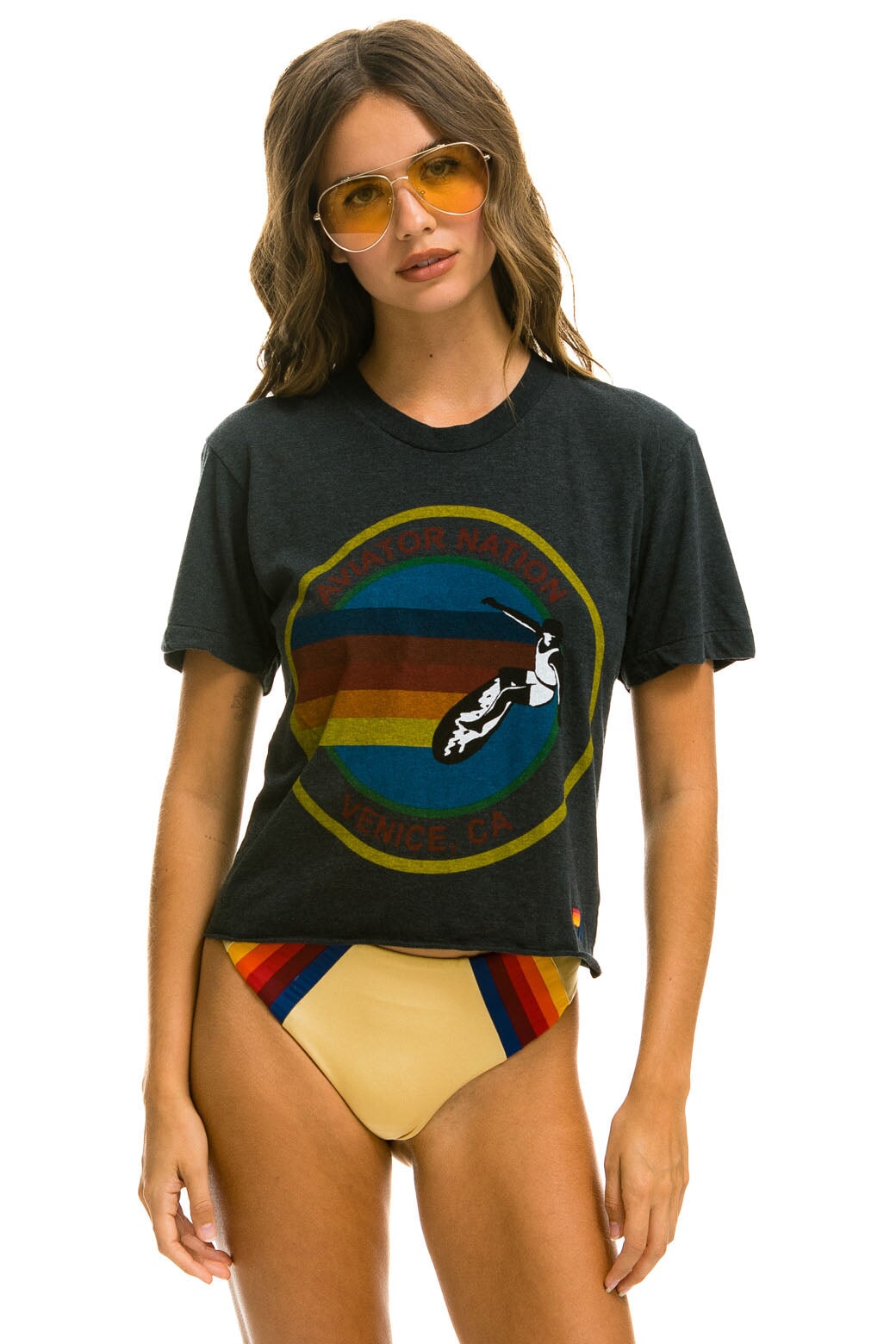 AVIATOR NATION HAIGHT ASHBURY BOYFRIEND TEE - CHARCOAL SALE Aviator Nation