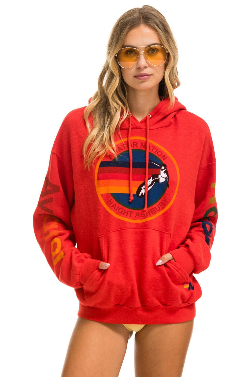 AVIATOR NATION HAIGHT ASHBURY RELAXED PULLOVER HOODIE - RED Hoodie Aviator Nation