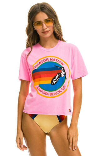 AVIATOR NATION LAGUNA BEACH BOYFRIEND TEE - NEON PINK Boyfriend Tee Aviator Nation