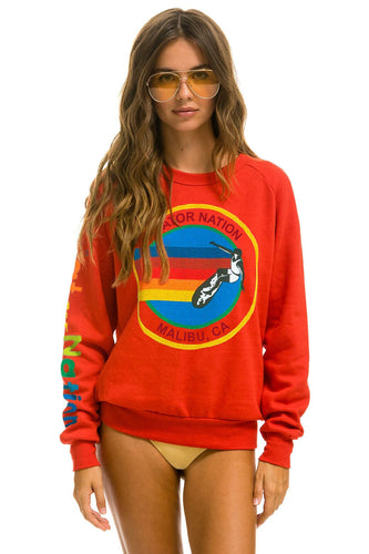 AVIATOR NATION MALIBU CREW SWEATSHIRT - RED Sweatshirt Aviator Nation