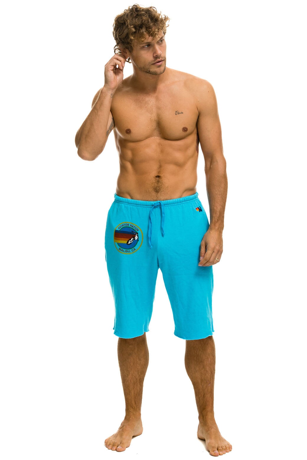 AVIATOR NATION MALIBU SWEATSHORTS - NEON BLUE Men's Sweatshorts Aviator Nation