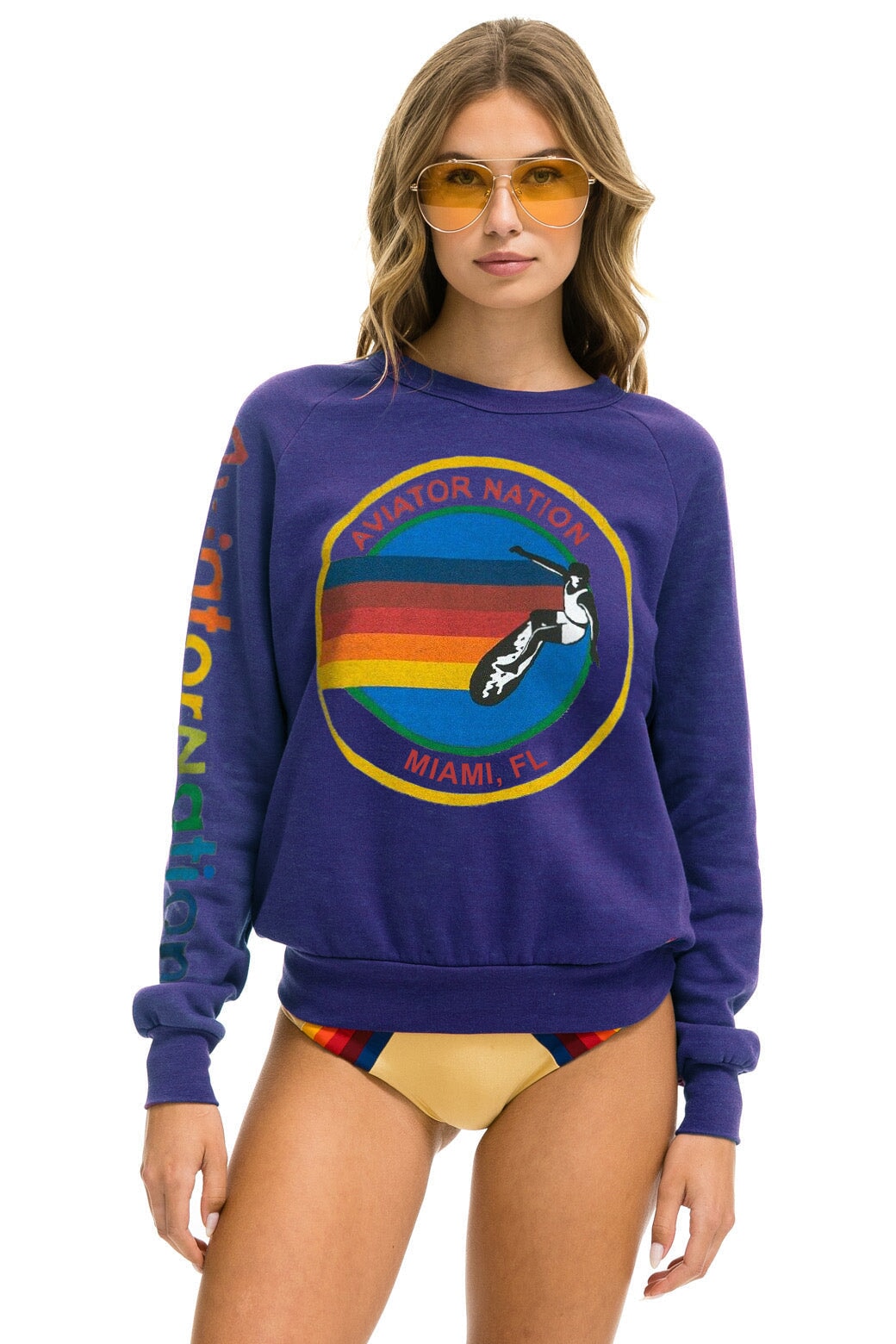 AVIATOR NATION MIAMI CREW SWEATSHIRT - PURPLE Sweatshirt Aviator Nation