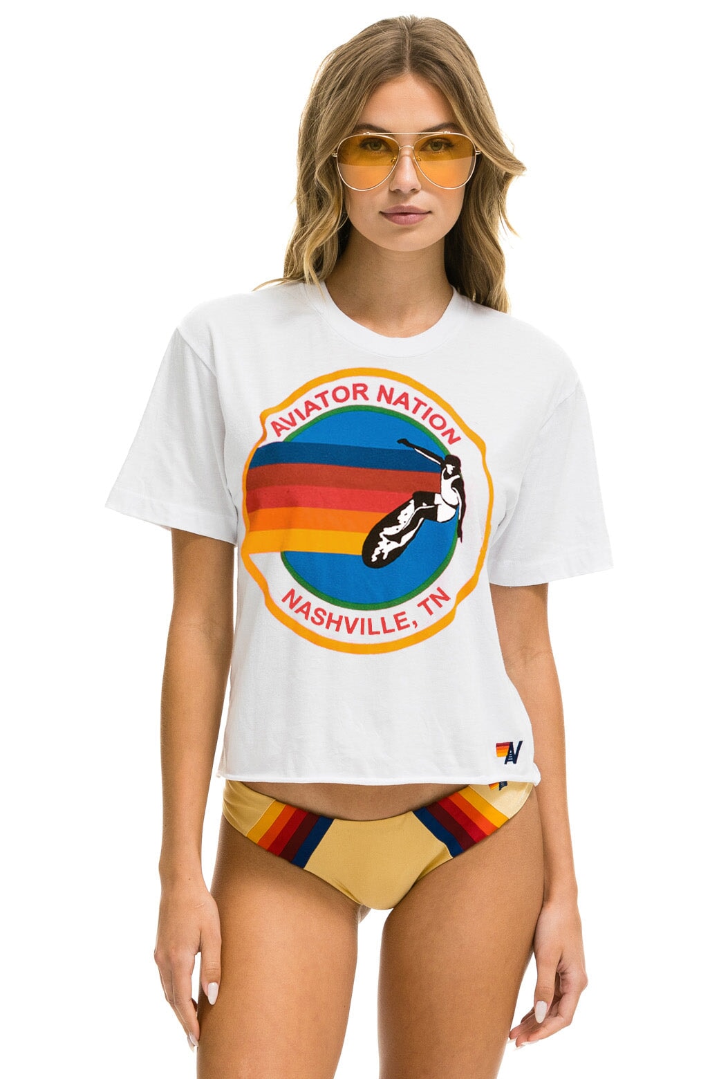 AVIATOR NATION NASHVILLE BOYFRIEND TEE - WHITE SALE Aviator Nation