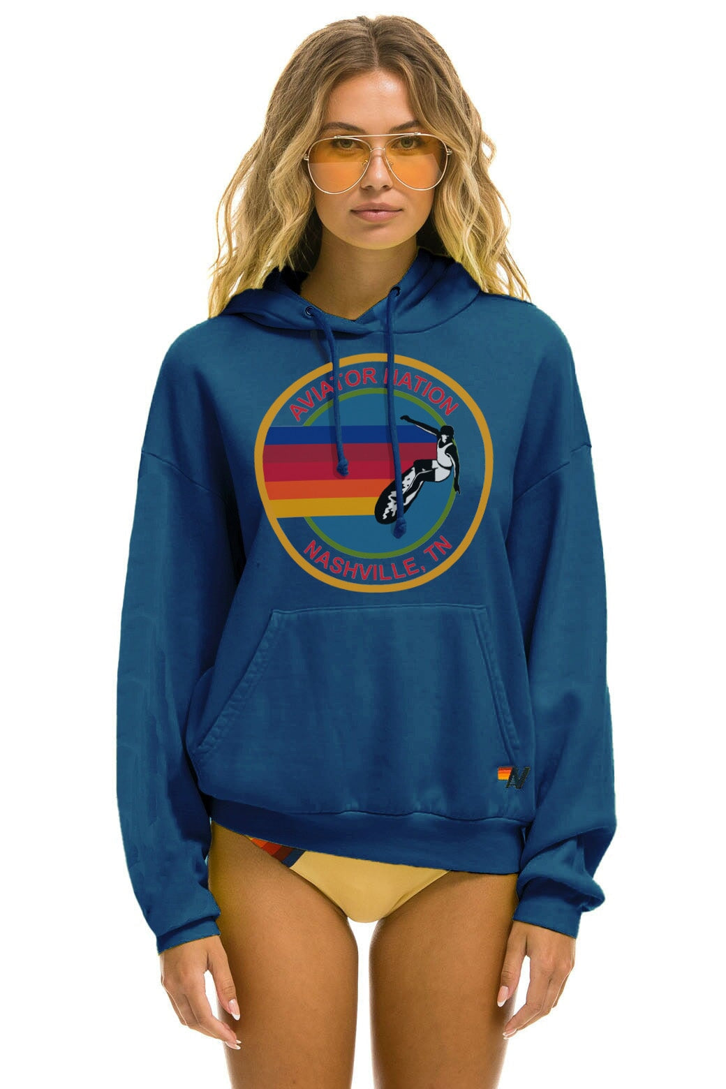 AVIATOR NATION NASHVILLE RELAXED PULLOVER HOODIE - ROYAL Hoodie Aviator Nation