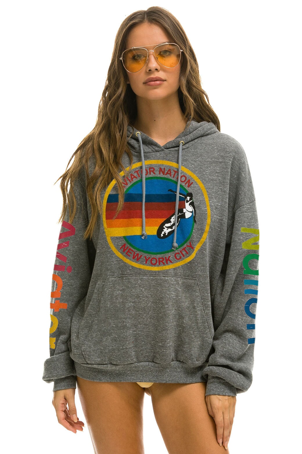 AVIATOR NATION NEW YORK CITY RELAXED PULLOVER HOODIE - HEATHER GREY Hoodie Aviator Nation