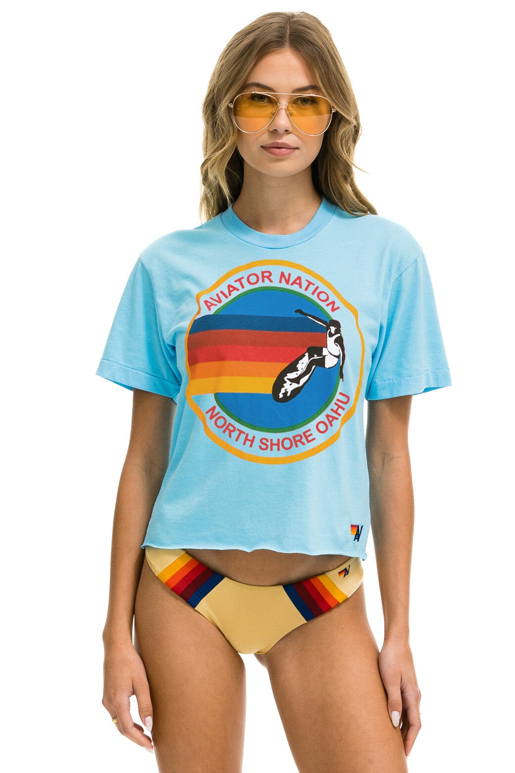 AVIATOR NATION NORTH SHORE BOYFRIEND TEE - SKY Boyfriend Tee Aviator Nation