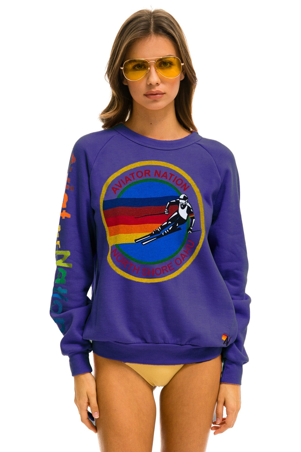 AVIATOR NATION NORTH SHORE CREW SWEATSHIRT - PURPLE Sweatshirt Aviator Nation