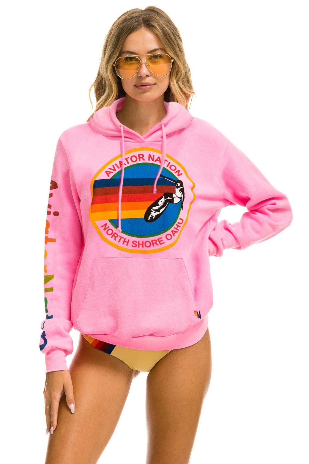 AVIATOR NATION NORTH SHORE PULLOVER HOODIE - NEON PINK Hoodie Aviator Nation