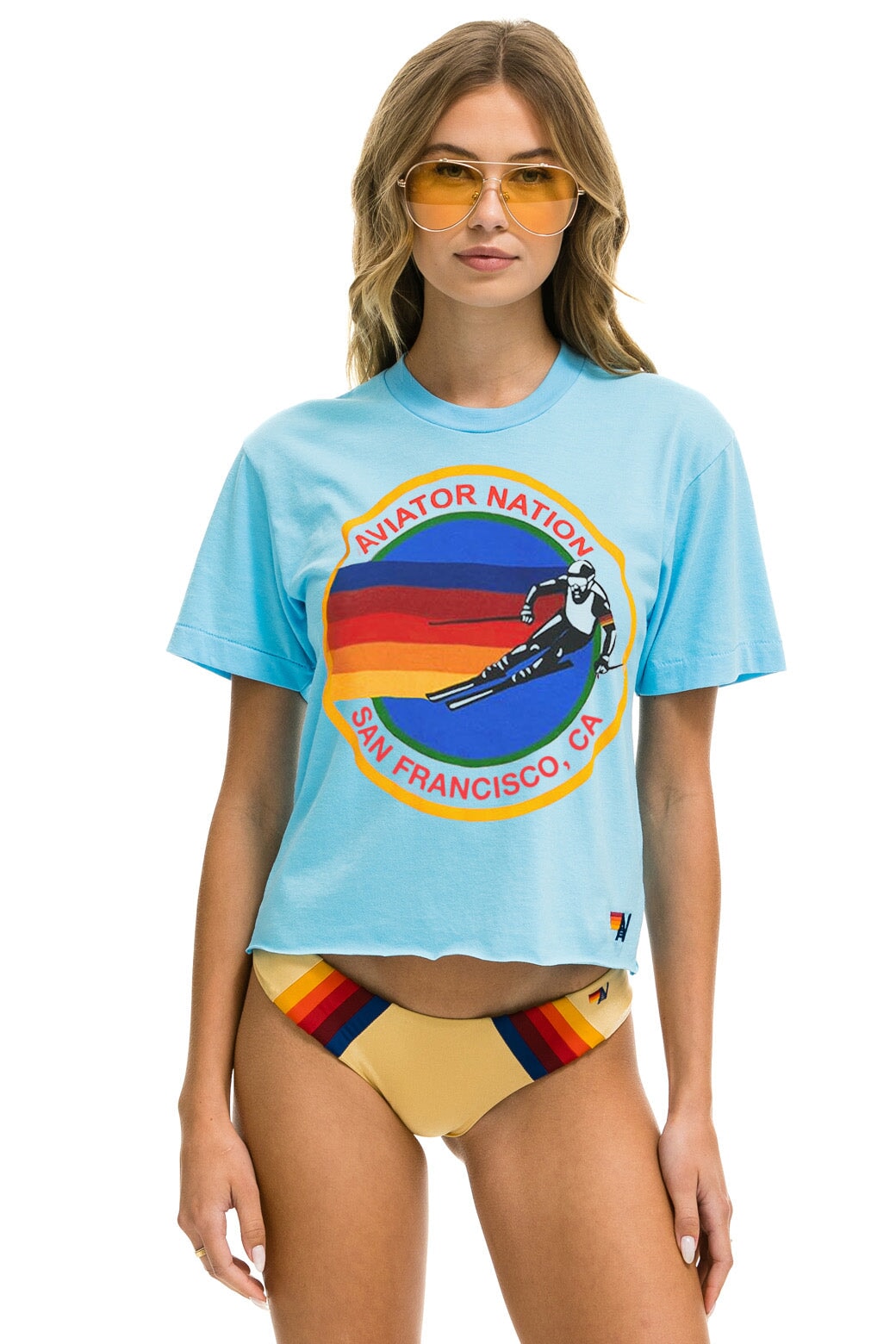AVIATOR NATION SAN FRANCISCO BOYFRIEND TEE - SKY Boyfriend Tee Aviator Nation