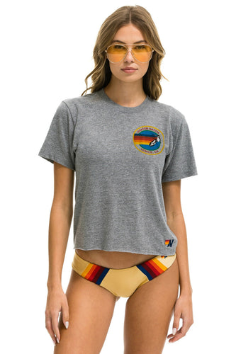 AVIATOR NATION SMALL LOGO BOYFRIEND TEE - HEATHER GREY Boyfriend Tee Aviator Nation