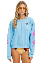 將圖片載入圖庫檢視器 BOLT 4 RELAXED CREW SWEATSHIRT - SKY // NEON PINK Sweatshirt Aviator Nation