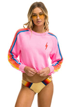 Last inn bildet i Galleri-visningsprogrammet, BOLT EMBROIDERY CLASSIC CROPPED CREW SWEATSHIRT - NEON PINK // NEON RAINBOW Sweatshirt Aviator Nation