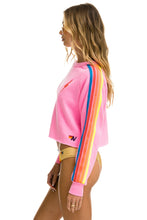 Last inn bildet i Galleri-visningsprogrammet, BOLT EMBROIDERY CLASSIC CROPPED CREW SWEATSHIRT - NEON PINK // NEON RAINBOW Sweatshirt Aviator Nation