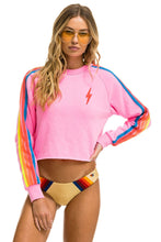 Last inn bildet i Galleri-visningsprogrammet, BOLT EMBROIDERY CLASSIC CROPPED CREW SWEATSHIRT - NEON PINK // NEON RAINBOW Sweatshirt Aviator Nation