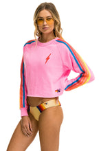 Last inn bildet i Galleri-visningsprogrammet, BOLT EMBROIDERY CLASSIC CROPPED CREW SWEATSHIRT - NEON PINK // NEON RAINBOW Sweatshirt Aviator Nation