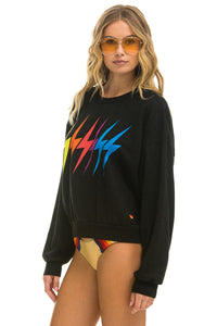 BOLT GRADIENT RELAXED CREW SWEATSHIRT - BLACK // RAINBOW Sweatshirt Aviator Nation
