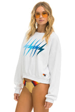 Last inn bildet i Galleri-visningsprogrammet, BOLT GRADIENT RELAXED CREW SWEATSHIRT - WHITE // BLUE Sweatshirt Aviator Nation