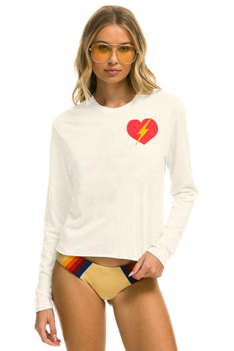 BOLT HEART LONG SLEEVE BOYFRIEND TEE - VINTAGE WHITE Boyfriend Tee Aviator Nation