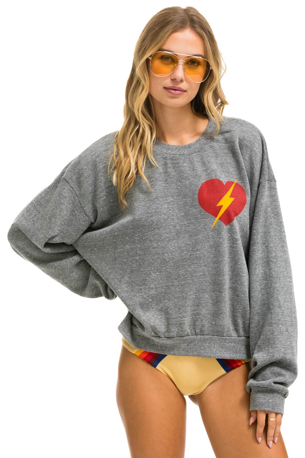 BOLT HEART RELAXED CREW SWEATSHIRT - HEATHER Sweatshirt Aviator Nation
